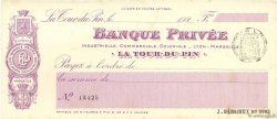 Francs FRANCE régionalisme et divers La Tour-Du-Pin 1924 DOC.Chèque SUP