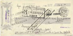 362,60 Francs FRANCE Regionalismus und verschiedenen Lons-Le-Saunier 1926 DOC.Chèque SS
