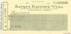 Francs FRANCE regionalism and various Paris 1933 DOC.Chèque UNC