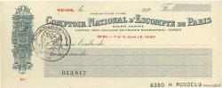 Francs FRANCE regionalismo y varios Reims 1920 DOC.Chèque SC