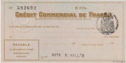 Francs FRANCE regionalismo y varios Arcachon 1933 DOC.Chèque EBC