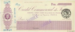 Francs Annulé FRANCE regionalismo e varie Paris 1915 DOC.Chèque SPL