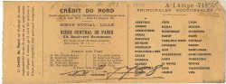 Francs FRANCE Regionalismus und verschiedenen Paris 1920 DOC.Chèque SS