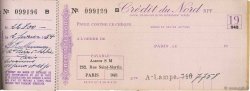 Francs FRANCE Regionalismus und verschiedenen Paris 1920 DOC.Chèque SS