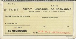 Francs FRANCE regionalismo y varios Le Neubourg 1932 DOC.Chèque EBC