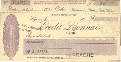 Francs FRANCE regionalism and various Lyon 1932 DOC.Chèque XF