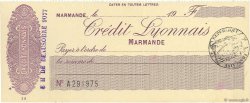 Francs FRANCE regionalism and miscellaneous Marmande 1933 DOC.Chèque AU
