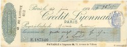 96,15 Francs FRANCE Regionalismus und verschiedenen Paris 1914 DOC.Chèque VZ