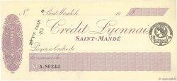 Francs FRANCE Regionalismus und verschiedenen Saint-Mandé 1915 DOC.Chèque fST