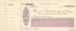 Francs FRANCE Regionalismus und verschiedenen Paris 1930 DOC.Chèque VZ
