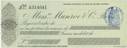 Francs FRANCE Regionalismus und verschiedenen Paris 1874 DOC.Chèque fST