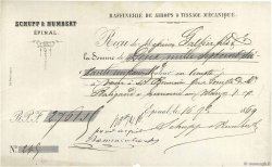 2761,15 Francs FRANCE regionalismo e varie Épinal 1869 DOC.Reçu BB