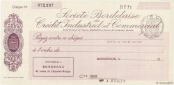 Francs FRANCE regionalismo y varios Bordeaux 1933 DOC.Chèque SC