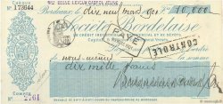 10000 Francs FRANCE regionalism and various Bordeaux 1901 DOC.Chèque XF