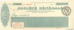 Francs FRANCE Regionalismus und verschiedenen Le Raincy 1915 DOC.Chèque VZ