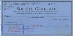 Francs FRANCE regionalismo y varios Meaux 1937 DOC.Chèque EBC