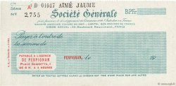 Francs FRANCE regionalism and various Perpignan 1933 DOC.Chèque AU