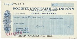 Francs FRANCE regionalismo e varie Lyon 1931 DOC.Chèque AU