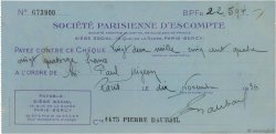 22594 Francs FRANCE régionalisme et divers Paris 1936 DOC.Chèque TTB