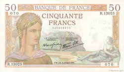 50 Francs CÉRÈS modifié FRANCE  1940 F.18.41 SPL