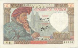 50 Francs JACQUES CŒUR FRANCE  1941 F.19.08 SPL