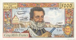 5000 Francs HENRI IV FRANCE  1957 F.49.03 SUP