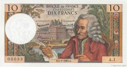 10 Francs VOLTAIRE Petit numéro FRANKREICH  1963 F.62.01A1 ST