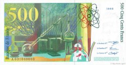 500 Francs PIERRE ET MARIE CURIE FRANCIA  1995 F.76.02 FDC