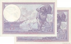 5 Francs FEMME CASQUÉE Consécutifs FRANCE  1921 F.03.05 SPL+