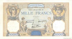 1000 Francs CÉRÈS ET MERCURE type modifié FRANKREICH  1938 F.38.21 VZ+