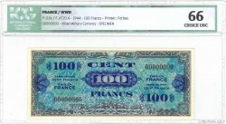 100 Francs DRAPEAU Spécimen FRANCIA  1944 VF.20.00Sp FDC
