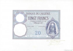 20 Francs Épreuve ALGÉRIE  1912 P.078s pr.NEUF