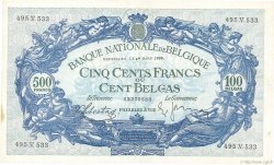 500 Francs - 100 Belgas BELGIO  1938 P.109 SPL+