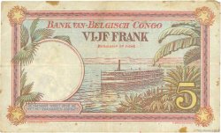 5 Francs BELGIAN CONGO  1929 P.08e F+