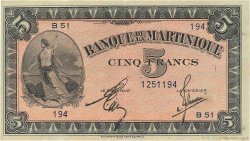 5 Francs MARTINIQUE  1942 P.16b VZ+