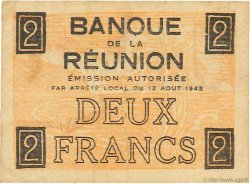 2 Francs Croix de Lorraine REUNION ISLAND  1943 P.35 VF+