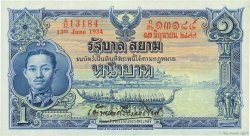 1 Baht THAILAND  1934 P.022 fST+