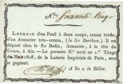 30 Sous Loterie Impériale FRANCE régionalisme et divers  1808 