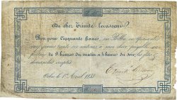 50 Francs FRANCE regionalismo y varios Orbec 1843  BC
