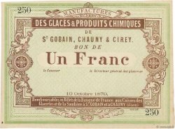 1 Franc Non émis FRANCE regionalism and miscellaneous Saint Gobain 1870 JER.02.17a