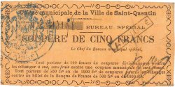 5 Francs Annulé FRANCE regionalismo y varios Saint-Quentin 1870 JER.02.18d