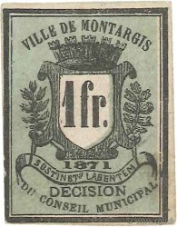 1 Franc FRANCE regionalism and miscellaneous Montargis 1871 JER.45.02b