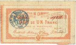 1 Franc Annulé FRANCE regionalismo y varios Cambrai 1871 JER.59.15a