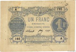 1 Franc FRANCE regionalism and miscellaneous Paris 1871 JER.75.02 VF