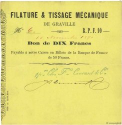10 Francs FRANCE regionalism and miscellaneous Graville 1871 JER.76.14c VF+