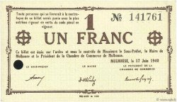 1 Franc FRANCE regionalismo y varios Mulhouse 1940 K.063 SC