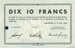 10 Francs FRANCE Regionalismus und verschiedenen Mulhouse 1940 K.070 fST+