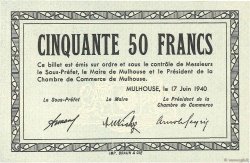 50 Francs FRANCE Regionalismus und verschiedenen Mulhouse 1940 K.072 fST+