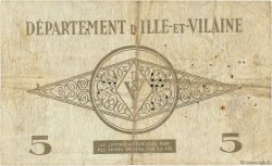 5 Francs FRANCE Regionalismus und verschiedenen Rennes 1940 K.094 S