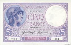 5 Francs FEMME CASQUÉE FRANCE  1917 F.03.01 UNC-